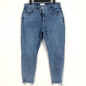 LOFT Womens 12 31 Blue Denim Acid Wash Skinny Jeans Curvy Fit High Rise Pockets